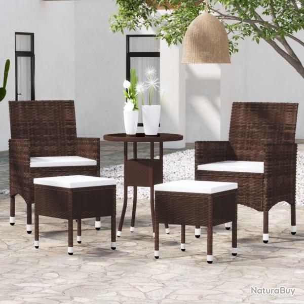 Salon de jardin 5 pcs R�sine tress�e Marron alsavelo