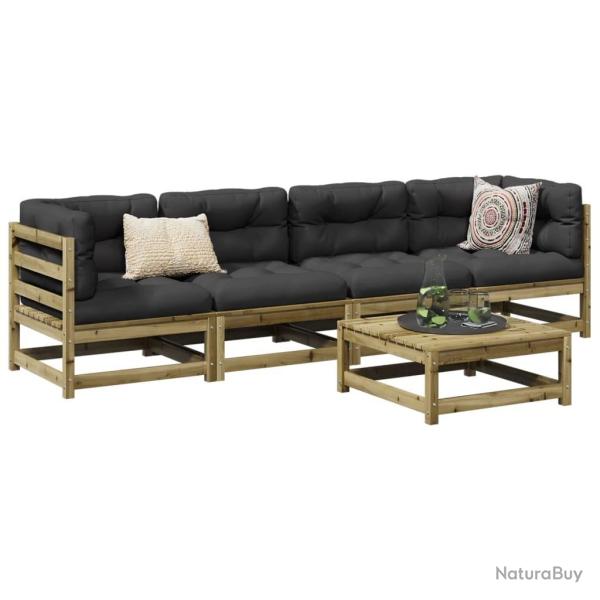 Salon de jardin 5 pcs bois de pin impr�gn� alsavelo