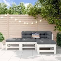 Salon de jardin 4 pcs blanc bois de pin massif alsavelo