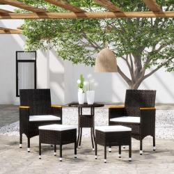 Salon de jardin 5 pcs R&eacute;sine tress&eacute;e Noir