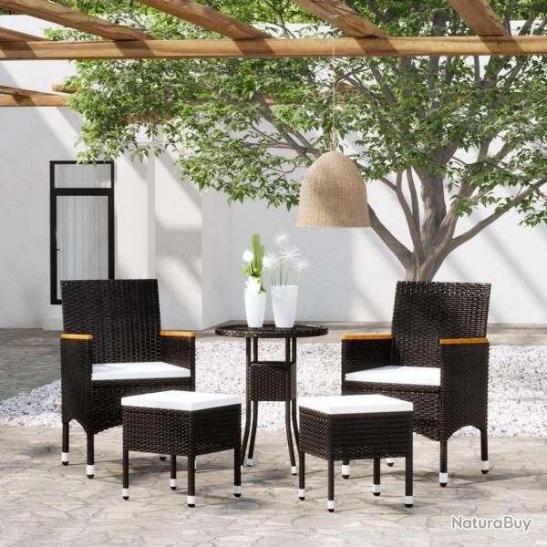 Salon de jardin 5 pcs R�sine tress�e Noir