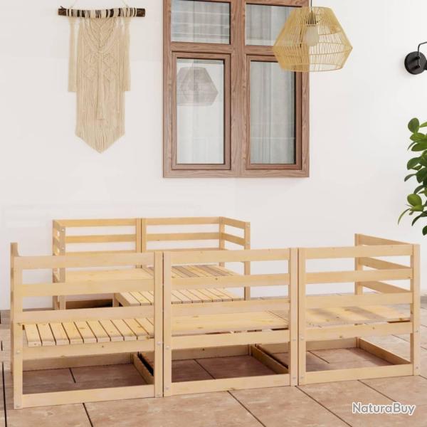 Salon de jardin 6 pcs bois de pin massif alsavelo
