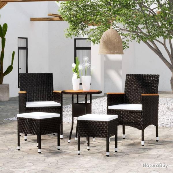 Salon de jardin 5 pcs R�sine tress�e Noir alsavelo