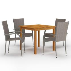 Ensemble &agrave; manger de jardin 5 pcs Gris
