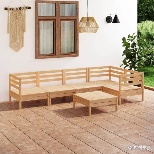 Salon de jardin 6 pcs Bois de pin massif alsavelo