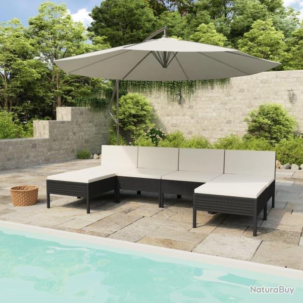 Salon de jardin 6 pcs avec coussins r�sine tress�e noir alsavelo