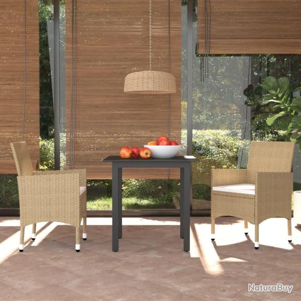 Ensemble � manger de jardin et coussins 3 pcs Poly rotin Beige alsavelo
