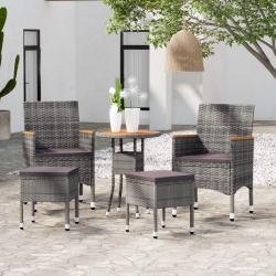 Salon de jardin 5 pcs R&eacute;sine tress&eacute;e Gris alsavelo