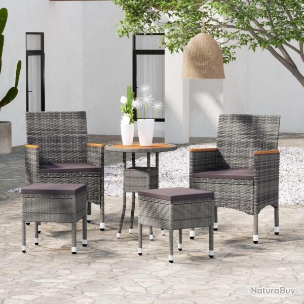 Salon de jardin 5 pcs R�sine tress�e Gris