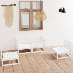 Salon de jardin 4 pcs Blanc Bois de pin massif alsavelo