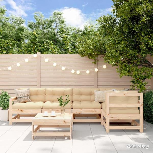 Salon de jardin 6 pcs Bois de pin massif alsavelo
