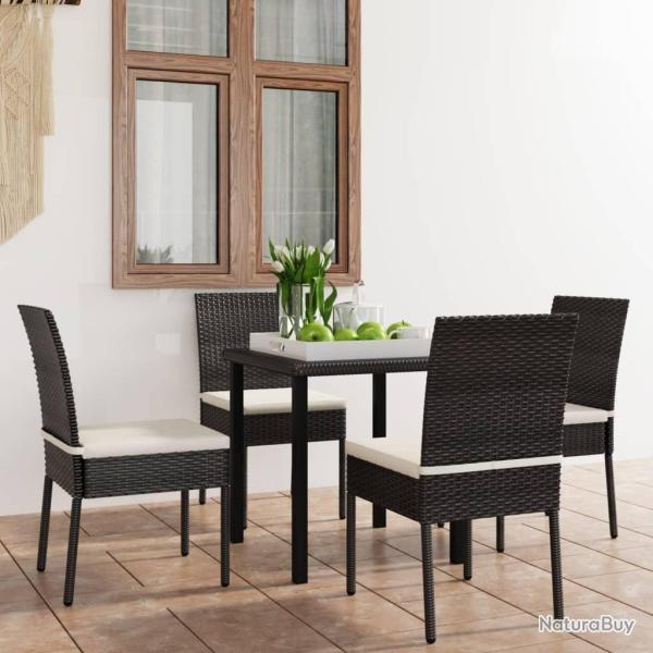 Ensemble � manger de jardin 5 pcs R�sine tress�e Noir alsavelo