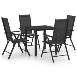 Ensemble &agrave; manger de jardin 5 pcs Aluminium Noir alsavelo