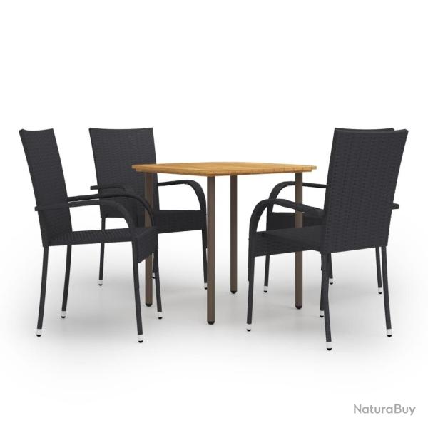 Ensemble � manger de jardin 5 pcs R�sine tress�e Noir