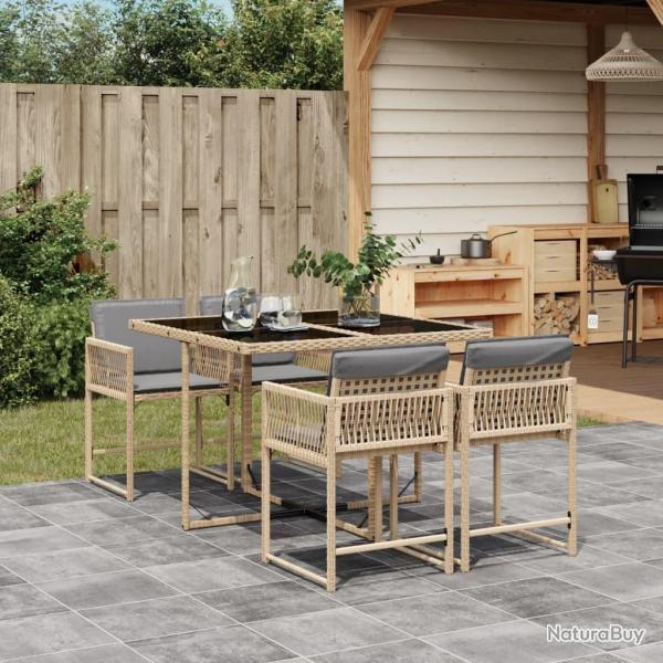 Ensemble � manger de jardin coussins 5 pcs m�lange beige rotin