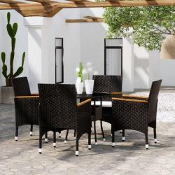 Ensemble &agrave; manger de jardin 5 pcs R&eacute;sine tress&eacute;e Noir