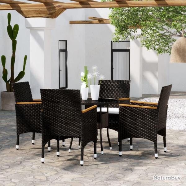 Ensemble � manger de jardin 5 pcs R�sine tress�e Noir alsavelo
