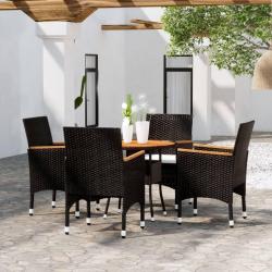 Ensemble &agrave; manger de jardin 5 pcs R&eacute;sine tress&eacute;e Noir