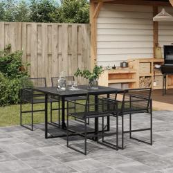 Ensemble &agrave; manger de jardin 5 pcs Noir R&eacute;sine tress&eacute;e