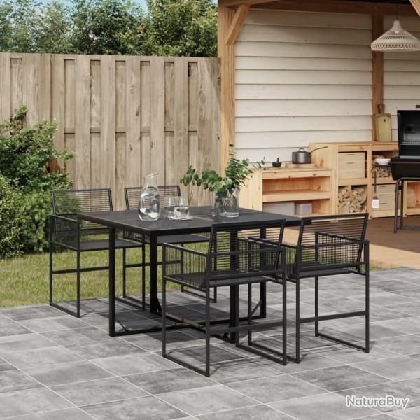 Ensemble � manger de jardin 5 pcs Noir R�sine tress�e