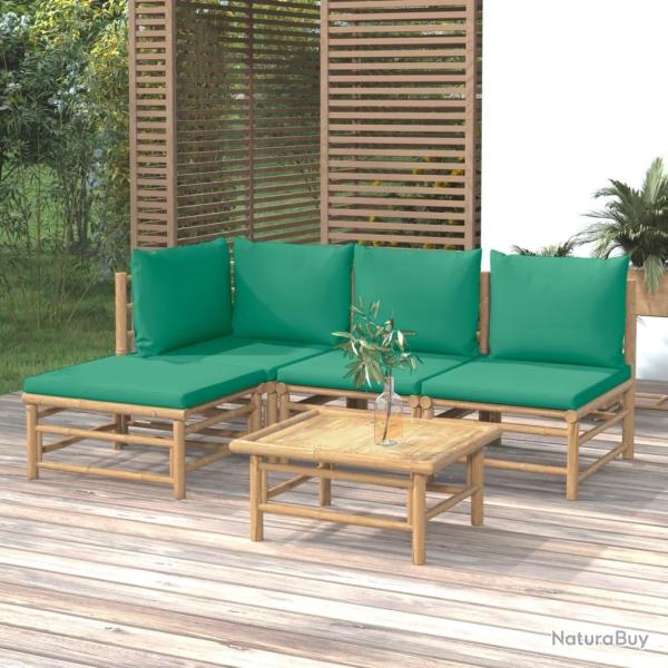 Salon de jardin 5 pcs avec coussins vert bambou alsavelo