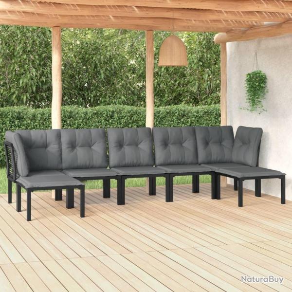 Salon de jardin 7 pcs noir et gris r�sine tress�e