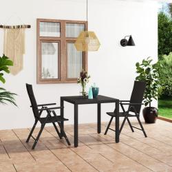 Ensemble &agrave; manger de jardin 3 pcs noir