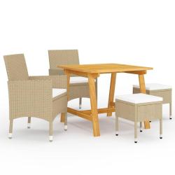 Ensemble &agrave; manger de jardin 5 pcs Beige