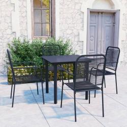 Ensemble &agrave; manger de jardin 5 pcs noir verre et acier