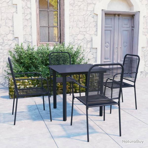 Ensemble � manger de jardin 5 pcs noir verre et acier alsavelo