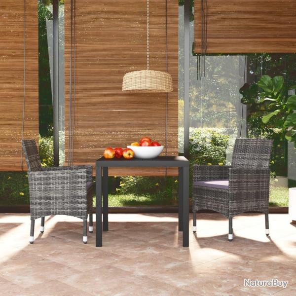 Ensemble � manger de jardin coussins 3pcs R�sine tress�e Gris alsavelo