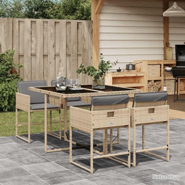 Ensemble � manger de jardin coussins 5 pcs m�lange beige rotin alsavelo