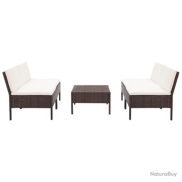 Salon de jardin 5 pcs avec coussins R�sine tress�e Marron alsavelo