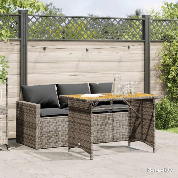 Ensemble � manger de jardin et coussins 2 pcs gris rotin alsavelo