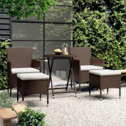 bistro de jardin 5 pcs poly rotin et verre tremp&eacute;