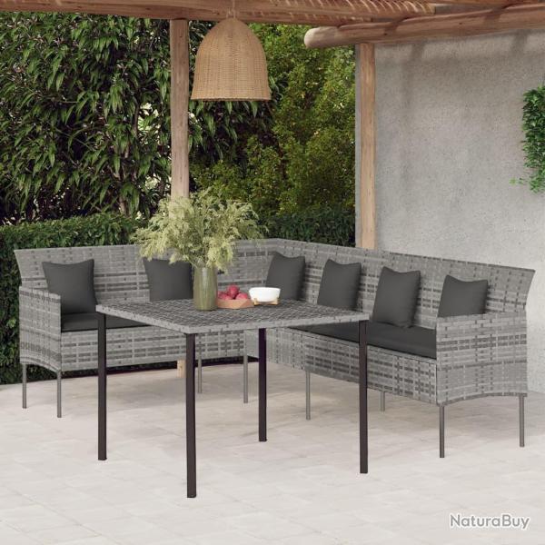 Ensemble � manger de jardin et coussins 2 pcs gris rotin alsavelo
