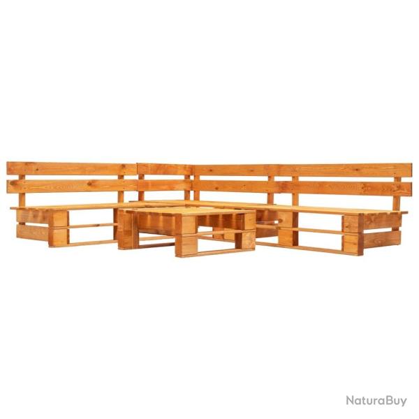Canap�s de jardin palette 4 pcs bois marron miel