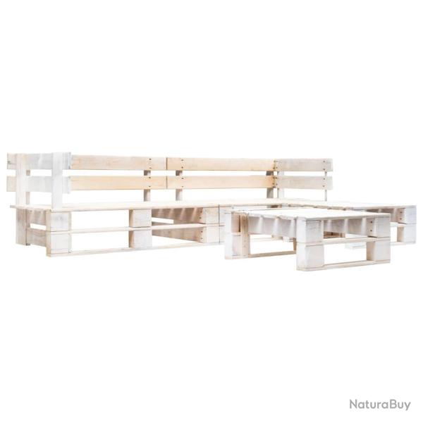 Salon de jardin palette 4 pcs Bois Blanc alsavelo