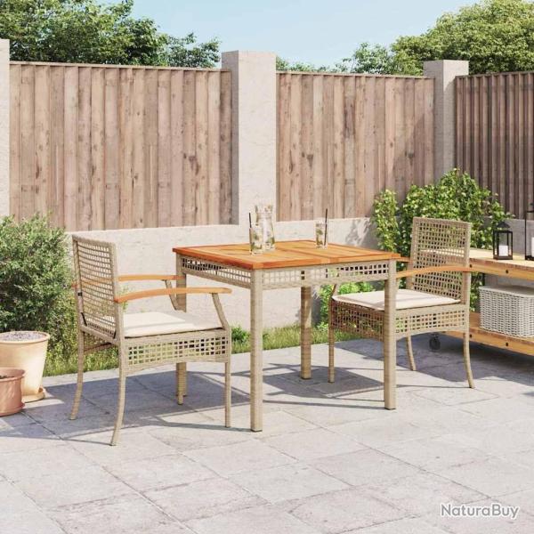 Ensemble � manger de jardin et coussins 3 pcs Beige poly rotin alsavelo
