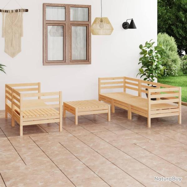 Salon de jardin 6 pcs Bois de pin massif alsavelo