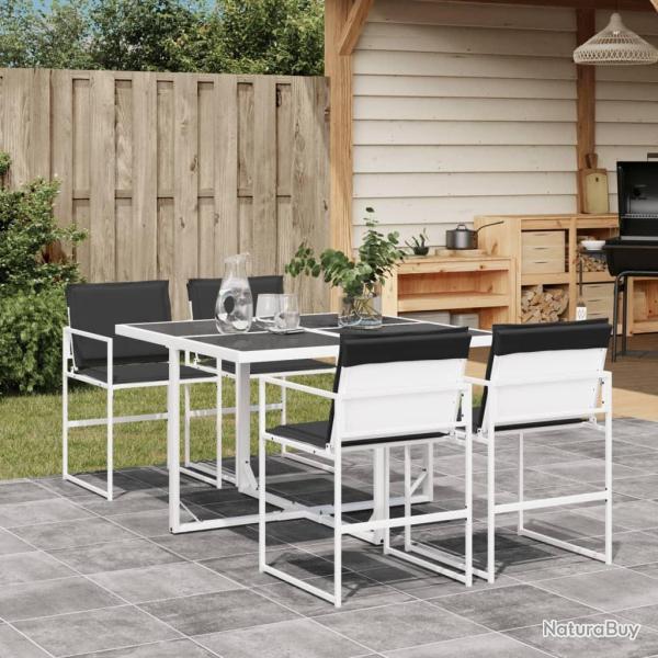 Ensemble � manger de jardin avec coussins 5 pcs blanc textil�ne