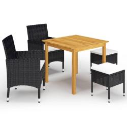 Ensemble &agrave; manger de jardin 5 pcs Noir