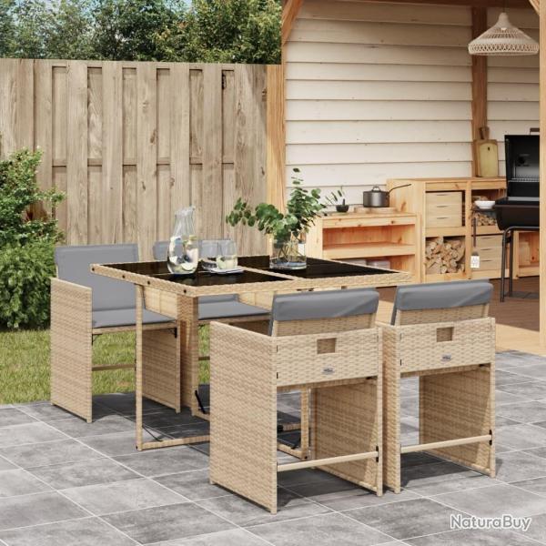 Ensemble � manger de jardin coussins 5 pcs m�lange beige rotin