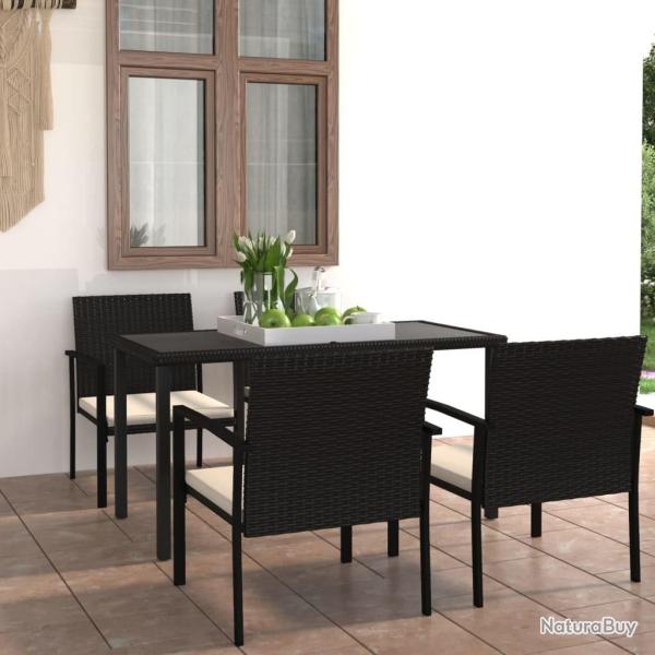 Ensemble � manger de jardin 5 pcs R�sine tress�e Noir