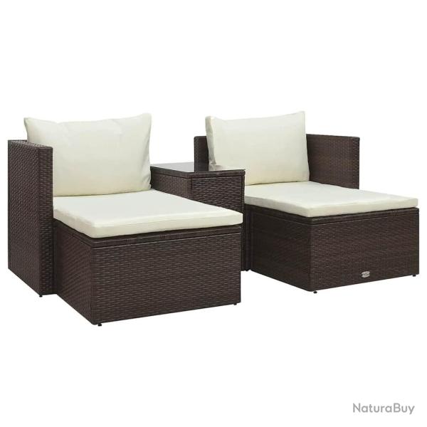 Salon de jardin 5 pcs avec coussins R�sine tress�e Marron