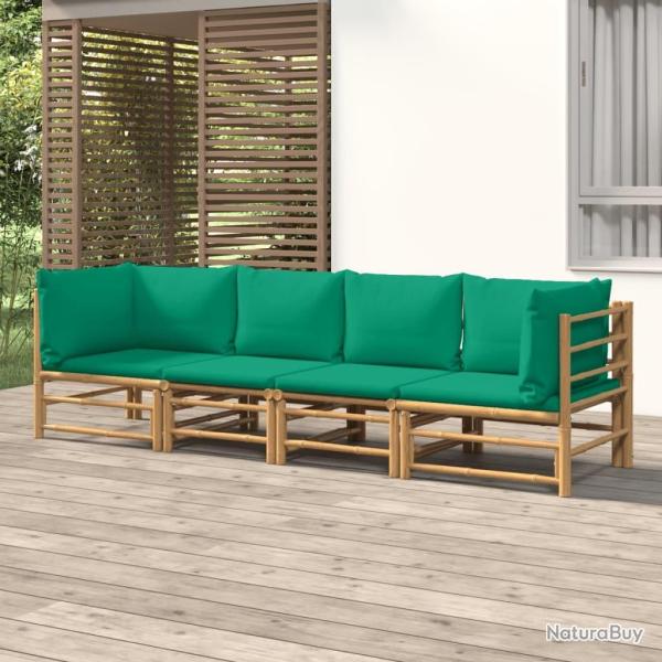 Salon de jardin 4 pcs avec coussins vert bambou alsavelo