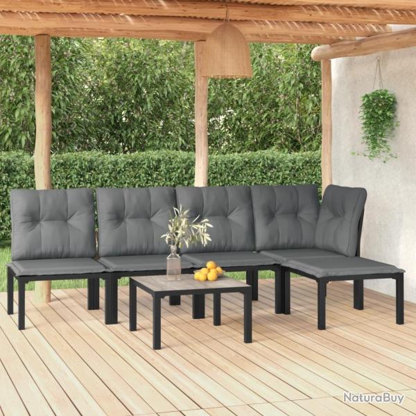 Salon de jardin 6 pcs noir et gris r�sine tress�e alsavelo