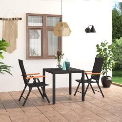 Ensemble &agrave; manger de jardin 3 pcs noir et marron alsavelo