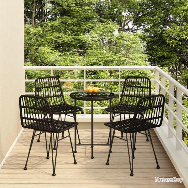Ensemble � manger de jardin 5 pcs Noir R�sine tress�e