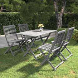 Ensemble &agrave; manger de jardin 5 pcs Bois d'acacia massif Gris alsavelo